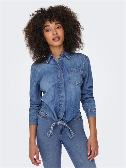 ONLSEVIGNY LECEY LS KNOT DNM SHIRT AKM ONLY | 15344186/Medium Blue Denim